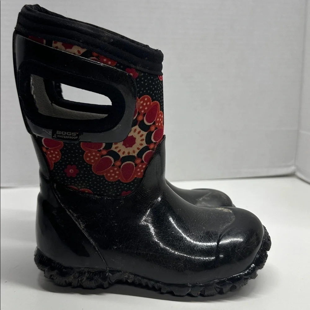 Bogs Boots Snow Rain Waterproof Insulated Pull On Black Kids Infants Size 7